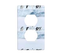 Duplex Socket Decorative Wall Plate YUGTAEE Penguins on The Iceberg Printing Wall Decoration Flexible for Living Room Bedroom Bathroom