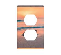 Duplex Socket Decorative Wall Plate YUGTAEE sea Turtle Sunset Printing Wall Decoration Flexible for Living Room Bedroom Bathroom