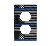 Duplex Socket Decorative Wall Plate YYHHAOFA American Thin Blue Line Flag Pattern Wall Decoration Flexible for Living Room Bedroom Bathroom