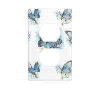 Duplex Socket Decorative Wall Plate YYHHAOFA Blue Butterfly On Blossom Flower Pattern Wall Decoration Flexible for Living Room Bedroom Bathroom