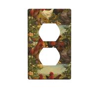 Duplex Socket Decorative Wall Plate YYHHAOFA Chickens and Farm Pattern Wall Decoration Flexible for Living Room Bedroom Bathroom