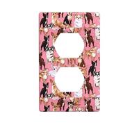 Duplex Socket Decorative Wall Plate YYHHAOFA Chiwawas Dog Pink Pattern Wall Decoration Flexible for Living Room Bedroom Bathroom