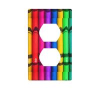 Duplex Socket Decorative Wall Plate YYHHAOFA Colored Crayons Pattern Wall Decoration Flexible for Living Room Bedroom Bathroom
