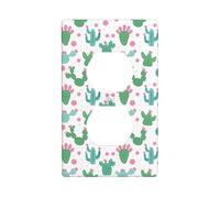 Duplex Socket Decorative Wall Plate YYHHAOFA Cute Cactus Seamless Illustration Pattern Wall Decoration Flexible for Living Room Bedroom Bathroom
