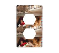 Duplex Socket Decorative Wall Plate YYHHAOFA Cute Corgi Pattern Wall Decoration Flexible for Living Room Bedroom Bathroom
