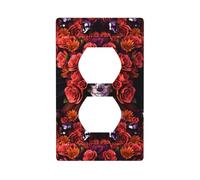Duplex Socket Decorative Wall Plate YYHHAOFA Day of The Dead Sugar Roses Skull Pattern Wall Decoration Flexible for Living Room Bedroom Bathroom