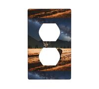 Duplex Socket Decorative Wall Plate YYHHAOFA Elk in The Meadow Pattern Wall Decoration Flexible for Living Room Bedroom Bathroom