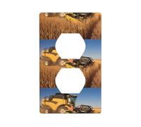 Duplex Socket Decorative Wall Plate YYHHAOFA Farm Tractor Harvest Pattern Wall Decoration Flexible for Living Room Bedroom Bathroom