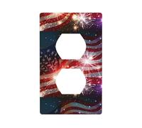 Duplex Socket Decorative Wall Plate YYHHAOFA Fireworks American Flag Pattern Wall Decoration Flexible for Living Room Bedroom Bathroom