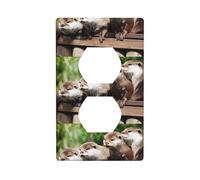 Duplex Socket Decorative Wall Plate YYHHAOFA Four Cute Otters Pattern Wall Decoration Flexible for Living Room Bedroom Bathroom
