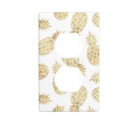 Duplex Socket Decorative Wall Plate YYHHAOFA Golden Pineapple Background Pattern Wall Decoration Flexible for Living Room Bedroom Bathroom