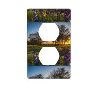 Duplex Socket Decorative Wall Plate YYHHAOFA Lavender Meadow at Sunset Spring Pattern Wall Decoration Flexible for Living Room Bedroom Bathroom