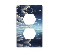 Duplex socket decorative wall plateWhite clouds over the sea, PC material, suitable for residential and commercial areas
