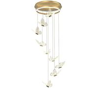 Duplex Staise Living Room Butterfly Flying Long Chandelier,54 W LED Ceiling Lamp, Modern Adjustable Chandelier High Foyer Mid Century Hanging Pendant Light for Dining