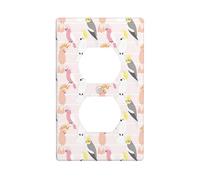 Duplex Wall Plates Decorative Socket Covers Standard Size 1 Gang 4.5 x 2.75 Inch Striped Cockatoo Parrot Colorful Wall Socket Cover Polycarbonate Thermoplastic