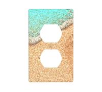 Duplex Wall Plates, Electrical Outlet Covers Decorative, Standard Size 1- Gang 4.50" x 2.76", Beach Footprint Wall Outlet Cover Plate, Polycarbonate Thermoplastic