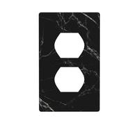 Duplex Wall Plates, Electrical Outlet Covers Decorative, Standard Size 1- Gang 4.50" x 2.76", Black Marble Wall Outlet Cover Plate, Polycarbonate Thermoplastic
