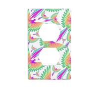Duplex Wall Plates, Electrical Outlet Covers Decorative, Standard Size 1- Gang 4.50" x 2.76", Colorful Flying Parrot Cute Wall Outlet Cover Plate, Polycarbonate Thermoplastic