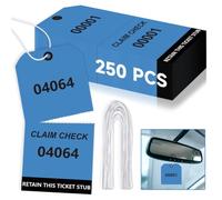 Duplicate Auto Park Tags with Strings 2 Part Consecutively Numbered Valet Parking Tickets 4.72" x 2.36" Luggage Coat Check Tag with Elastic Yellow Check Service Claim Tags for Coat Hotel Valet, Blue