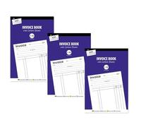Duplicate Invoice Books Carbon Paper Pack 3 - Invoice Pad Self Employed Small Business - Cash Invoice Book Ruled Paper - 80 Numbered Pages Microperforated Tear-Out Sheets