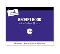 Duplicate Receipt Books Carbon Paper Pack 1 - Invoice Pad Self Employed Small Business - Cash Receipt Book Ruled Paper - 80 Numbered Pages Microperforated Tear-Out Sheets