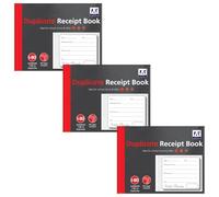 Duplicate Receipt Books Pack 3 Small Business - Invoice Pad Self Employed - Cash Receipt Book Carbon Paper - 80 Numbered Pages Microperforated Tear-Out Sheets