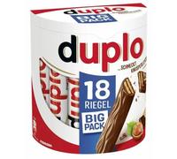 Ferrero Duplo chocolate bar waffle with creamy cocoa filling and hazelnuts (18 x 18.2 g), 1 pack of 18 individual bars