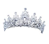 DUPLUSFUN Crystal Wedding Crown Wedding Hair Tiara，Crystal Bridal Tiara Crown Silver Color Diadem， Wedding Hair Accessories Head Jewelry Bride Headpieces