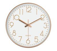 DUPLUSFUN Wall Clock 8/10/12/14/16inch Wall Clock with Brass Sleeve Pointer Clear Face Silent Dinning Restaurant Wall Decor Battery Operated Quality Quartz