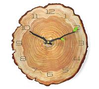 DUPLUSFUN Wall Clock Annual Ring Wall Clock 12/16in Wooden Non-Ticking Wall Clock Battery Operated Irregular Decorative Silent Clock for Kids Quality Quartz