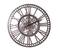 DUPLUSFUN Wall Clock Retro Metal Large Wall Clock with Plastic Moving Gears and Metal Paint Hands Battery Operated Wall Clock for Living Room Quality Quartz