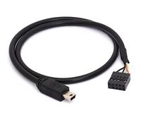 DuPont 9 Pin to Mini USB Cable Cord, Mini USB 5 pin Male to 9 Pin Motherboard Female 0.1" USB Header PCB Adapter Dupont Extended Cable