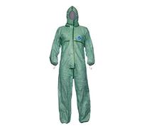 DuPont Tyvek 600 Plus Green Chemical Protection Clothing with Hood and Taped Seams Category III, Type 4-B, 5-B and 6-B Green Size M
