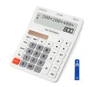 DUPOTA Desktop Calculator Large Display Big Buttons with 12 Digits 2-line LCD, Dual Solar Power and Battery, Accounting Calculator with Tax and Check Function for Office, Home and Business (OA-608)