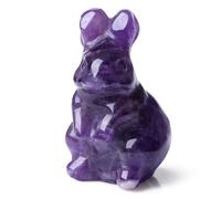 DUQGUHO 2'' Easter Amethyst Bunny Decor Spring Gifts for Women Crystals Rabbit Statue Pocket Polished Handicraft Tiny Figurines for Cute Ornament Gifts 1PC