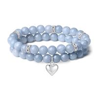 DUQGUHO - 2pcs Healing Crystal Bracelets for Women 8mm Heart Gemstone Beads Bracelet Gift for Mother's Day Birthday Valentine's Day, 8mm, Stone, No gems.