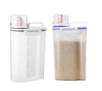 Duqulle 2Pcs Cereal Storage Containers - 2L Rice Storage Container | Airtight Food Storage Container With Measuring Cup | BPA P-lastic Dry Food Dispenser Containers For Beans, Flour, Pet Food