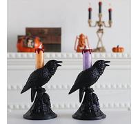 Duqulle 2pcs Crow Table Lamp Creative Bird Lamp Crow Candle Lamp Halloween Crow Lights LED Table Sconce Light Gothic Candlestick Ornament Crow Bird Stand Light Home Décor