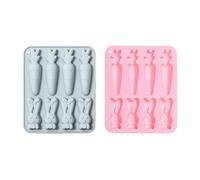 Duqulle 2Pcs Easter Bunny And Radish Chocolate Mould,8 Cavity Easter Silicone Fondant Mold, Easter Rabbit Carrot Shape Silicone Moulds, Chocolate Cake Muffin Making Mold