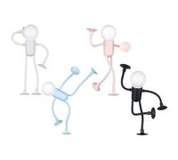 Duqulle 4Pcs Funny Sportsman Night Light, Changeable Shape Cute Light Bulb Man Mini Night Lights, Creative LED Lights, DIYs Shape Lamp with Suction Cup, Funny LED Reading Lamp for Boys Girls Room