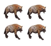Duqulle 4pcs Hyena Toy 8.5cm/3.4inch Hyena Figures Model African Safari Animal Toy Figures Educational Interesting H-yena Model F-igure Kids Preschool Figurine T-oy