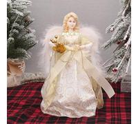 Duqulle Angel Christmas Tree Topper - 31cm Angel Decoration Christmas Tree Top Topper With Feather Wings | Angel Figurines Treetop | Angel Pendant Doll Christmas Tree Decoration