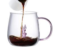 Duqulle Animal Coffee Cup Cute Inside,380ML Clear Glass Coffee Cup with Handle,Novelty Animal Cups,Heat Resistant Cute Mugs Tea Cup Milk Cup Best Gift for Birthday Christmas