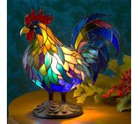 Duqulle Animal Table Lamp Series - Vintage Rooster Animal Lamp,Stained Glass Rooster Shape Table Lamp,Bohemian Resin Animal Lamps,Aesthetic Room Decor Housewarming