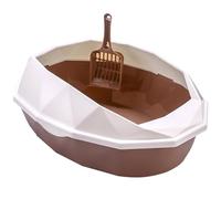 Duqulle Big Open Cat Litter Tray Cat Plasti c Litter Box With Shovel Semi-enclosed Cat Litter Box Anti-Spillage Non-Leaking Cat Toilet Easy Cleaning 14 X 38.5 X 28.5cm