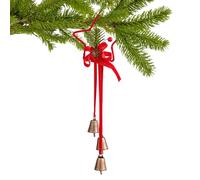 Duqulle Bow Ornaments for Christmas Tree | Velvet Ribbon Bows with Bell - Holiday Party Decoration with Pine Cone for Retail Store Displays Living Room Kitchen Classroom Bedroom Small Space School
