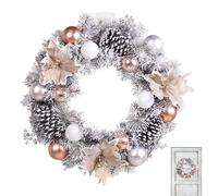 Duqulle Christmas Wreaths for Front Door - 15.75 Inches Front Door Christmas Wreaths Snowy Pine Cone Wreath | Weatherproof Holiday Wreath Outdoor for Doors