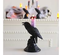 Duqulle Crow Table Lamp Creative Bird Lamp Crow Candle Lamp Halloween Crow Lights LED Table Sconce Light Gothic Candlestick Ornament Crow Bird Stand Light Home Décor