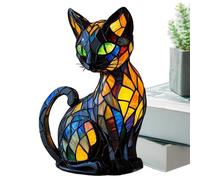 Duqulle Dachshund Lamp Stained Glass, Cat Table Lamp, Colorful Resin Bulldog Tabletop Night Light, Cute Pet Themed, Vintage Animal Night Light for Home Bedroom Living Room Decoration