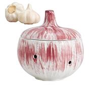 Duqulle Garlic Container | Ceramic Garlic Holder - Vent Design Potato Storage Tank With A Lid For Keeping Garlic Cloves Fresh And Longer